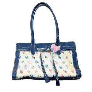 Dooney & Bourke Navy Trim Multicolor Logo Tote